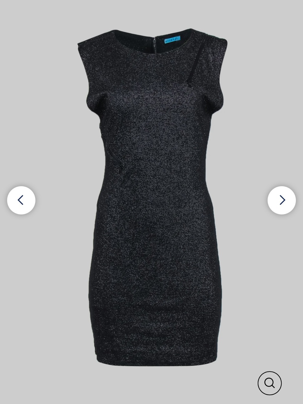 Alice + Olivia Black Glitter Bodycon Dress with Silver Sheen size S